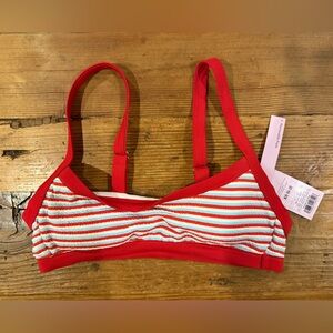 NEW WITH TAGS Wild Fable Red White and Blue Striped Bikini Top XS